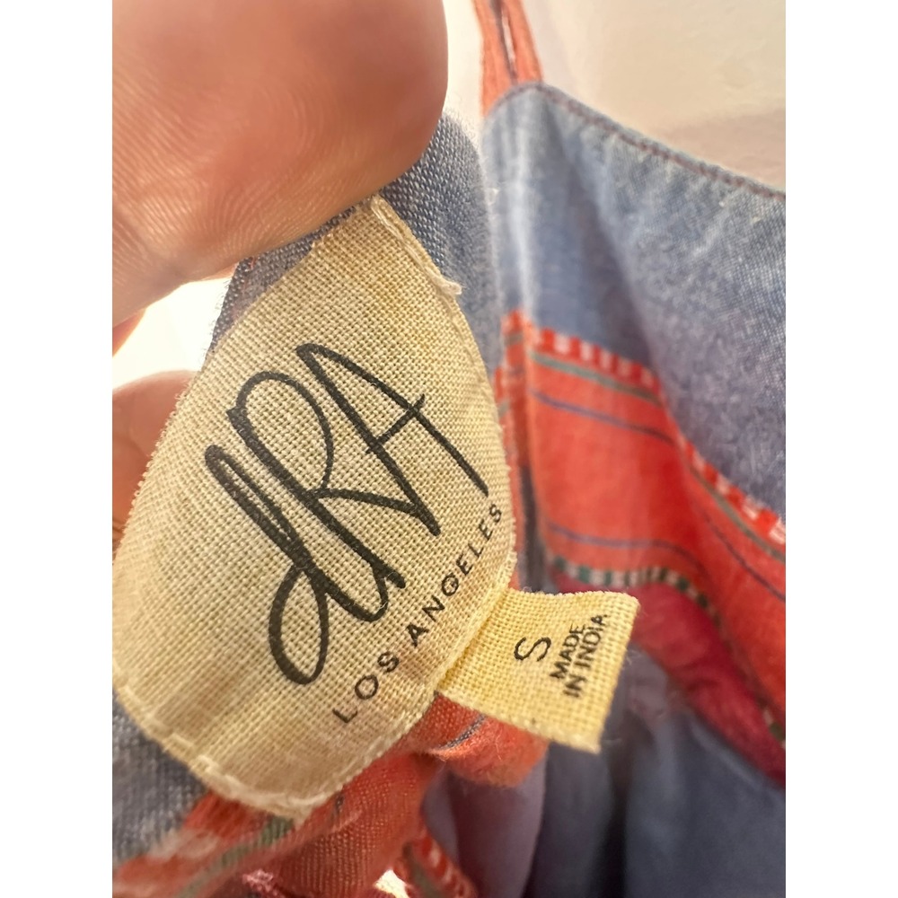 dRA Los Angeles Striped Tiered Midi Dress Womens‎ Small Orange Blue Boho Cotton - Picture 8 of 11